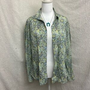 Banana Republic Burton Down Paisley Top Size Medium Blue Green Yellow Soft Wash